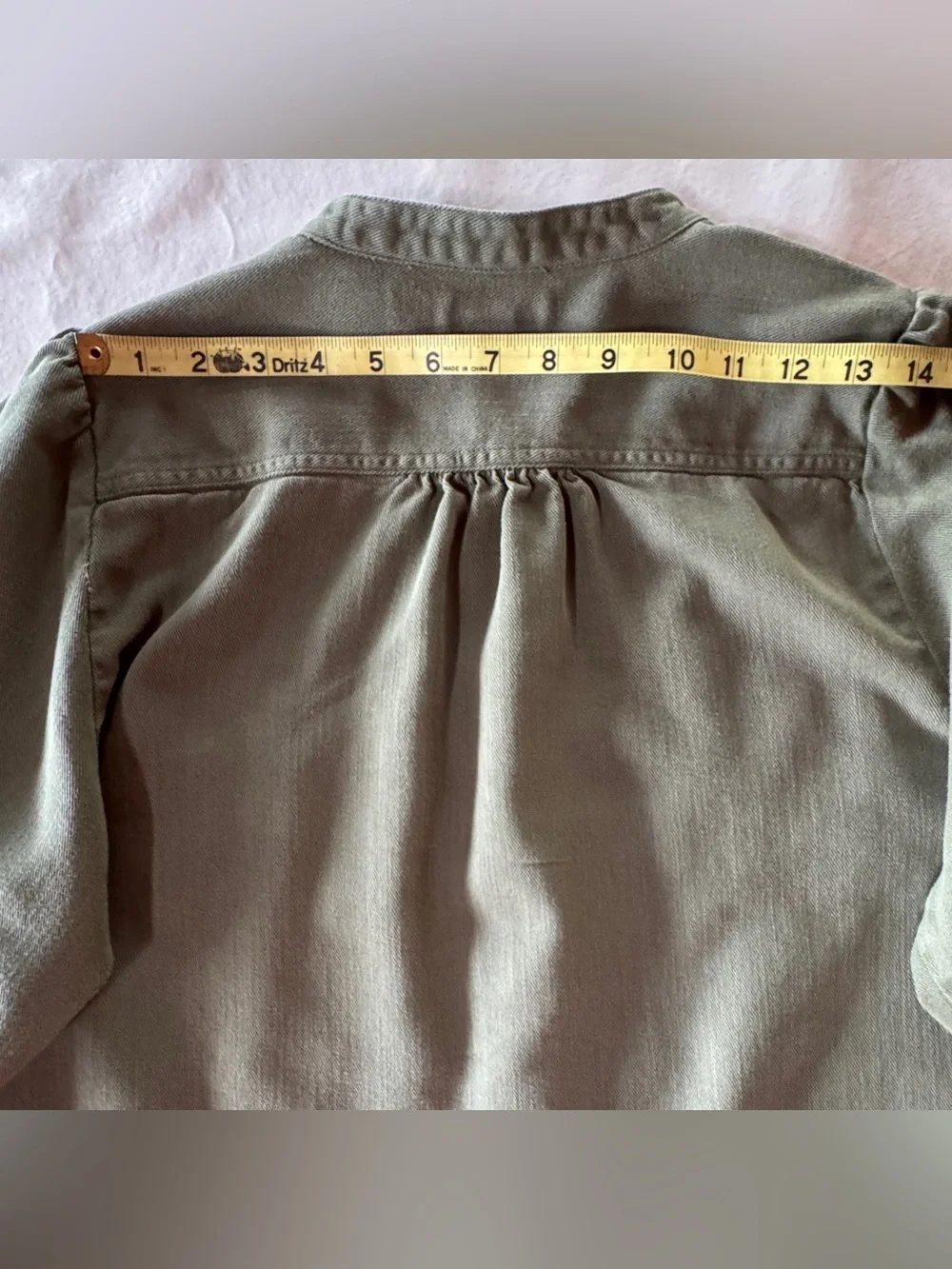 J.Crew Point Sur Draped Twill Button Down Shirt Army Olive Green AD266 (Size L)